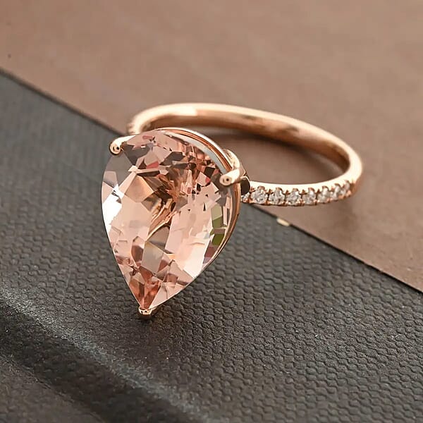 Shop Lc Certified & Appraised Iliana AAA Marropino Morganite And G-H SI Diamond 6.35 Ctw Ring In 18K Rose Gold