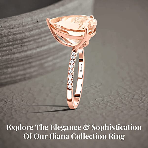 Shop Lc Certified & Appraised Iliana AAA Marropino Morganite And G-H SI Diamond 6.35 Ctw Ring In 18K Rose Gold