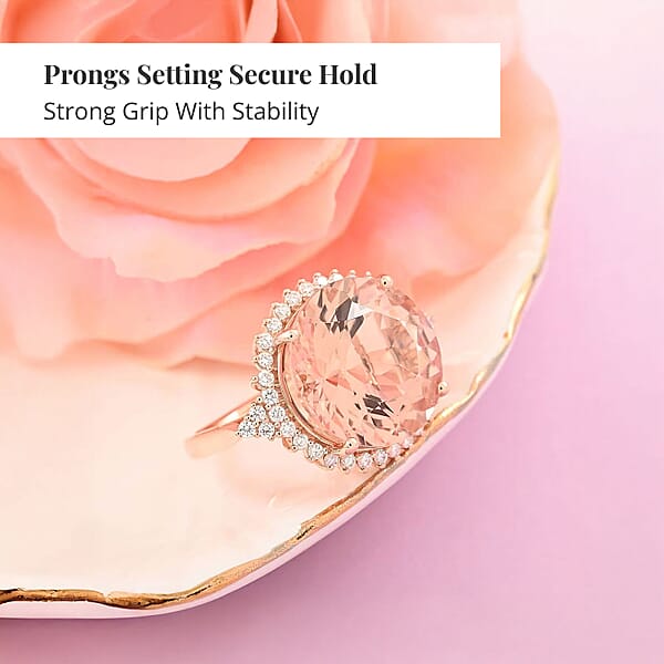 Shop Lc Certified & Appraised Iliana AAA Marropino Morganite And SI Diamond 11.35 Ctw Ring In 18K Rose Gold 6.30 Grams