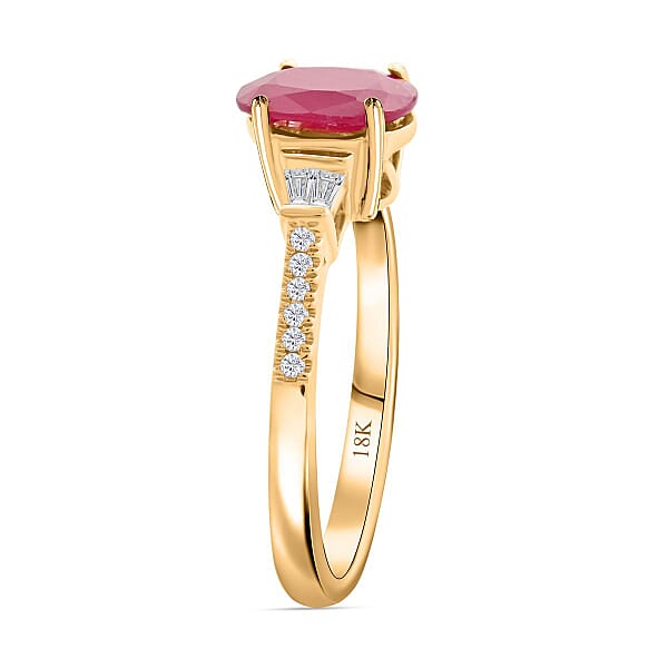 Shop Lc Certified & Appraised Iliana AAA Montepuez Ruby And G-H SI Diamond 1.60 Ctw Ring In 18K Yellow Gold