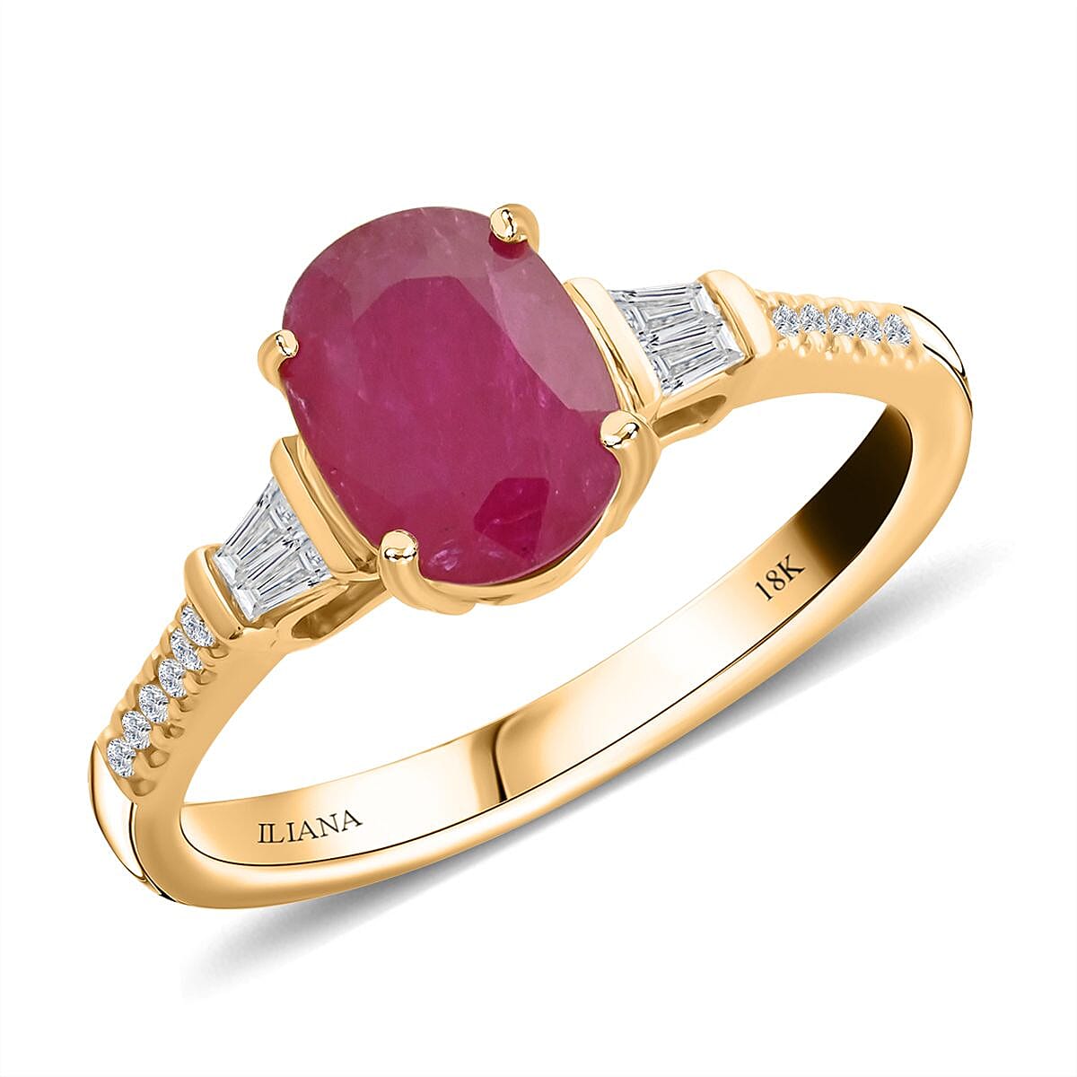 shop lc Certified & Appraised Iliana AAA Montepuez Ruby and G-H SI Diamond 1.60 ctw Ring in 18K Yellow Gold
