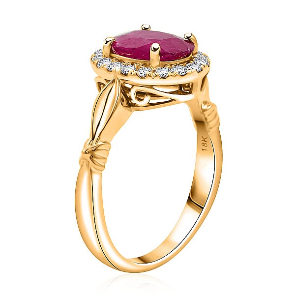 Shop Lc Certified & Appraised Iliana AAA Montepuez Ruby And G-H SI Diamond 2.50 Ctw Ring In 18K Yellow Gold 5.42 Grams