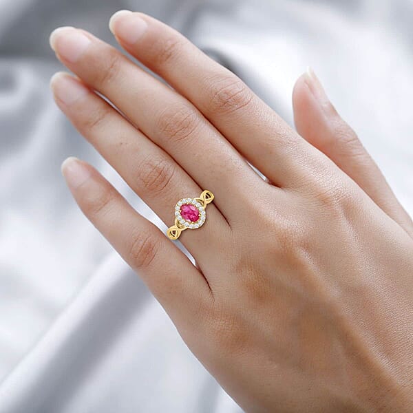 Shop Lc Certified & Appraised Iliana AAA Mozambique Ruby And G-H SI Diamond 1.25 Ctw Infinity Shank Ring In 18K Yellow Gold 4.05 Grams