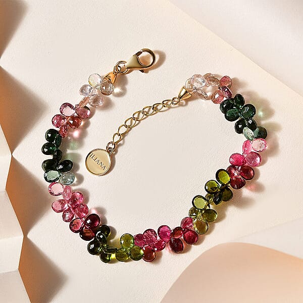 Shop Lc Certified & Appraised Iliana AAA Multi-Tourmaline 35.00 Ctw Beaded Bracelet In 18K Yellow Gold (7.00-8.00In)