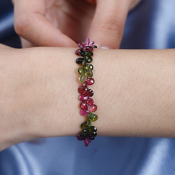 Shop Lc Certified & Appraised Iliana AAA Multi-Tourmaline 35.00 Ctw Beaded Bracelet In 18K Yellow Gold (7.00-8.00In)