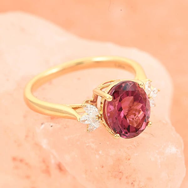 Shop Lc Certified & Appraised Iliana AAA Ouro Fino Rubellite And G-H SI Diamond 2.80 Ctw Ring In 18K Yellow Gold