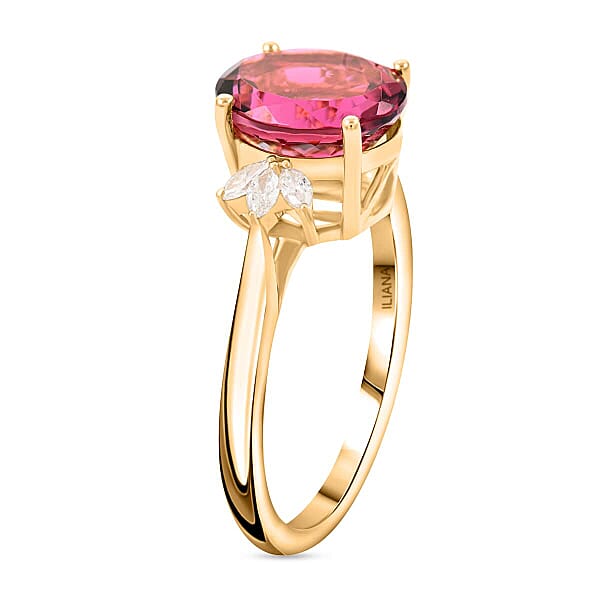 Shop Lc Certified & Appraised Iliana AAA Ouro Fino Rubellite And G-H SI Diamond 2.80 Ctw Ring In 18K Yellow Gold
