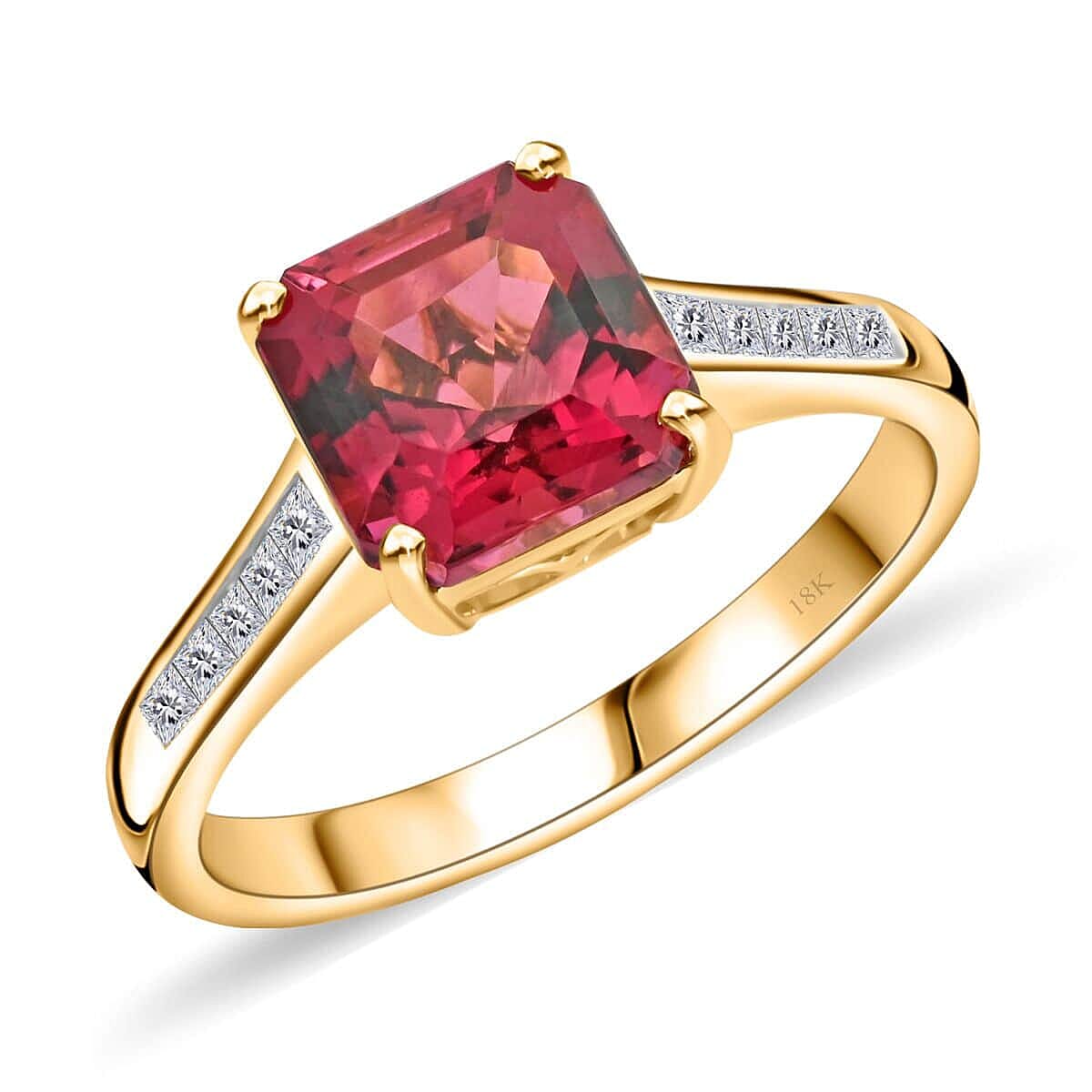 shop lc Certified & Appraised Iliana AAA Ouro Fino Rubellite and G-H SI Diamond 1.50 ctw Ring in 18K Yellow Gold