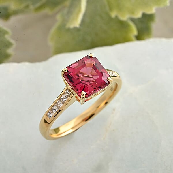 Shop Lc Certified & Appraised Iliana AAA Ouro Fino Rubellite And G-H SI Diamond 1.50 Ctw Ring In 18K Yellow Gold
