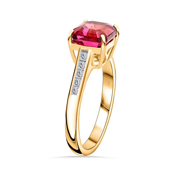 Shop Lc Certified & Appraised Iliana AAA Ouro Fino Rubellite And G-H SI Diamond 1.50 Ctw Ring In 18K Yellow Gold