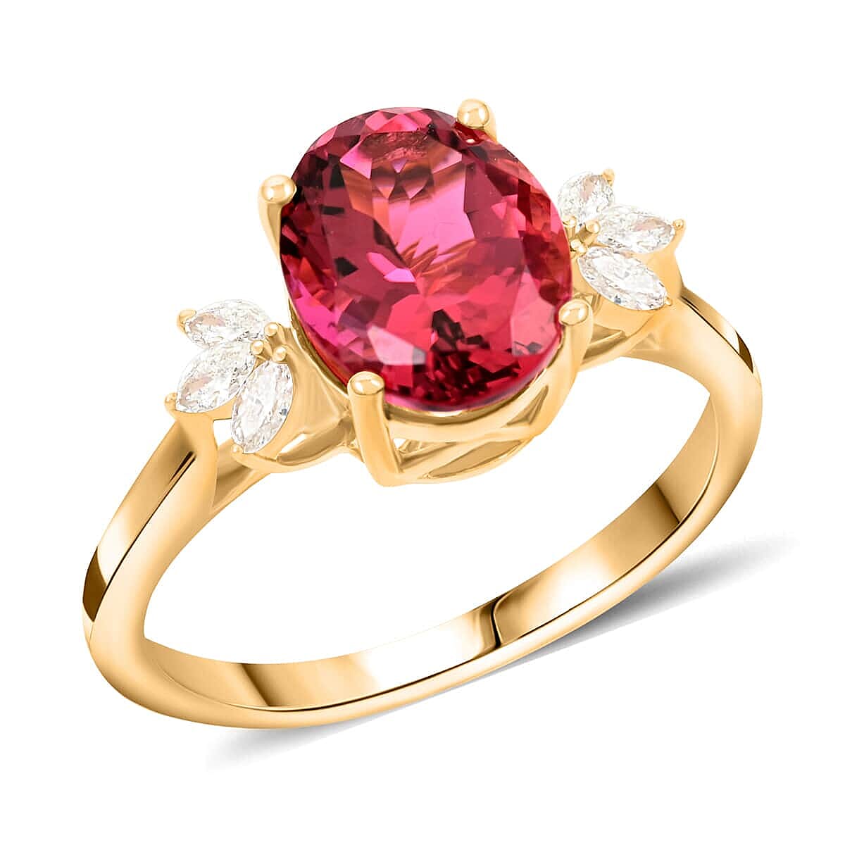 shop lc Certified & Appraised Iliana AAA Ouro Fino Rubellite and G-H SI Diamond 2.80 ctw Ring in 18K Yellow Gold