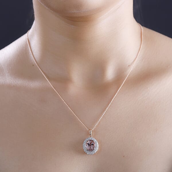 Shop Lc Certified & Appraised Iliana AAA Pink Morganite Mahenge Spinel And G-H SI Diamond 2.50 Ctw Floral Pendant Necklace In 18K Rose Gold 18 Inches