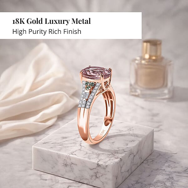 Shop Lc Certified & Appraised Iliana AAA Pink Morganite Paraiba Tourmaline And G-H SI Diamond 2.90 Ctw Ring In 18K Rose Gold