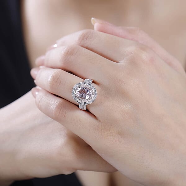 Shop Lc Certified & Appraised Iliana AAA Pink Morganite SI Natural Pink And White Diamond 2.67 Ctw Ring In 18K Rose Gold 6.20 Grams