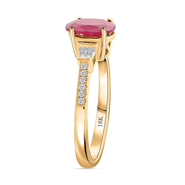 Shop Lc Certified & Appraised Iliana AAA Royal Ruby And G-H SI Diamond 1.60 Ctw Ring In 18K Yellow Gold