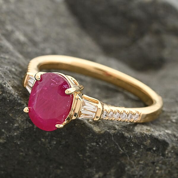 Shop Lc Certified & Appraised Iliana AAA Royal Ruby And G-H SI Diamond 1.60 Ctw Ring In 18K Yellow Gold