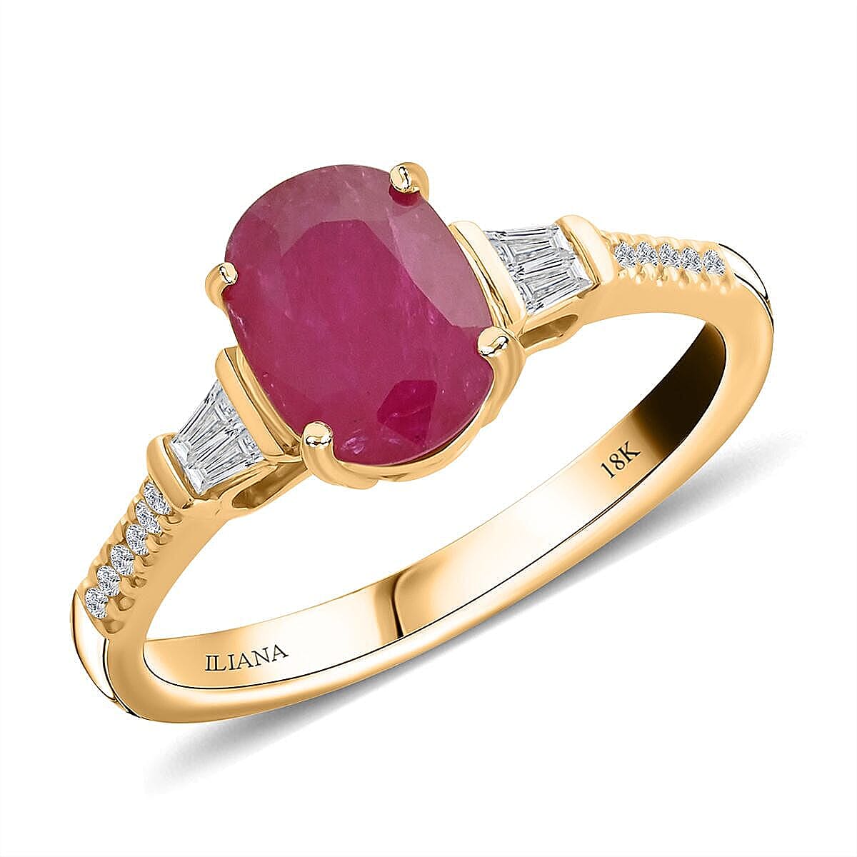 shop lc Certified & Appraised Iliana AAA Royal Ruby and G-H SI Diamond 1.60 ctw Ring in 18K Yellow Gold