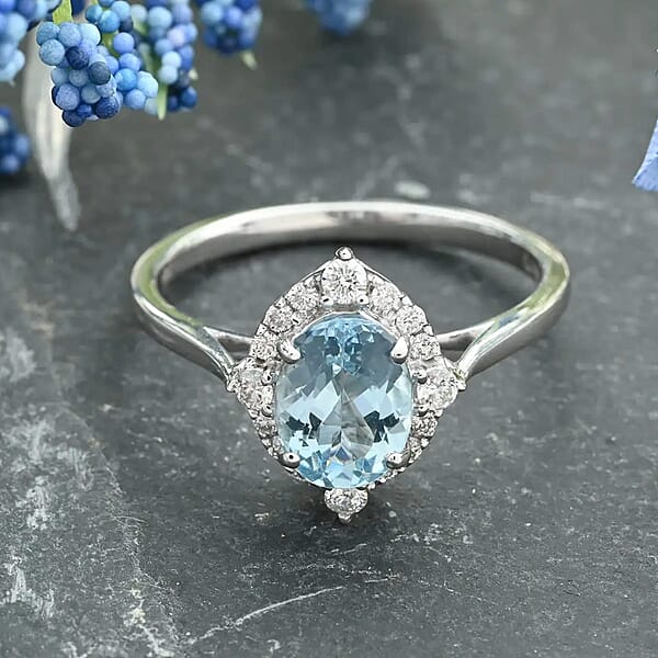 Shop Lc Certified & Appraised Iliana AAA Santa Maria Aquamarine And G-H SI Diamond 1.50 Ctw Ring In 18K White Gold