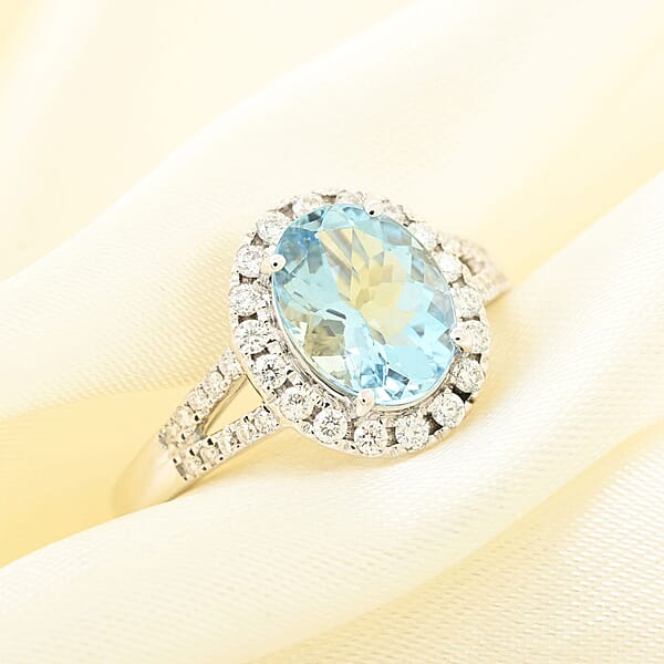 Shop Lc Certified & Appraised Iliana AAA Santa Maria Aquamarine And G-H SI Diamond 2.00 Ctw Ring In 18K White Gold