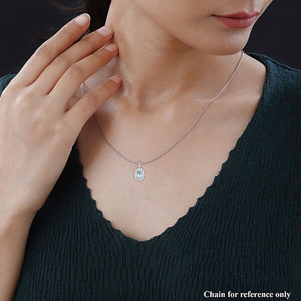 Shop Lc Certified & Appraised Iliana AAA Santa Maria Aquamarine And SI Diamond 1.40 Ctw Pendant Necklace In 18K White Gold 18 Inches