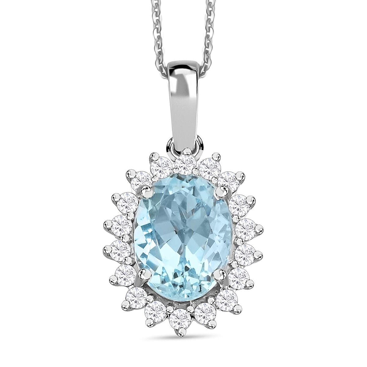 shop lc Certified & Appraised Iliana AAA Santa Maria Aquamarine and SI Diamond 1.40 ctw Pendant Necklace in 18K White Gold 18 Inches