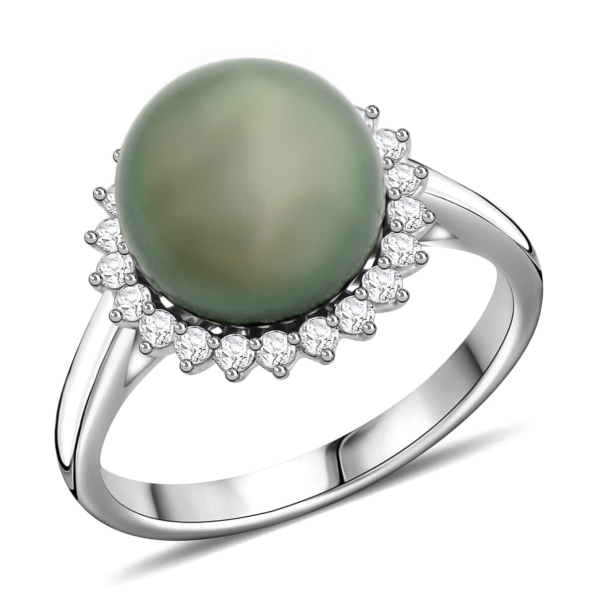 shop lc Certified & Appraised Iliana AAA Tahitian Pearl and SI Diamond 0.26 ctw Ring in 18K White Gold