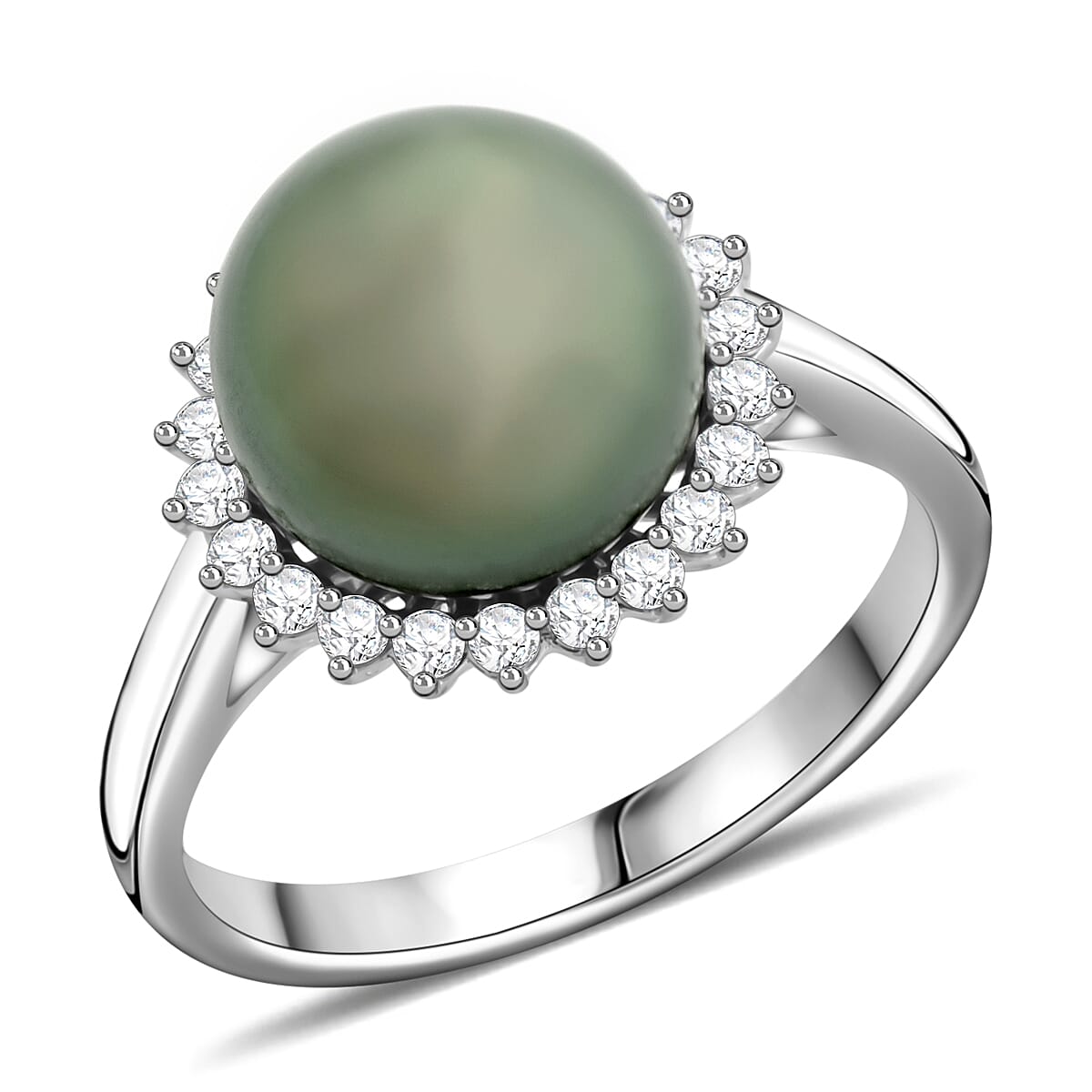 shop lc Certified & Appraised Iliana AAA Tahitian Pearl and SI Diamond 0.26 ctw Ring in 18K White Gold