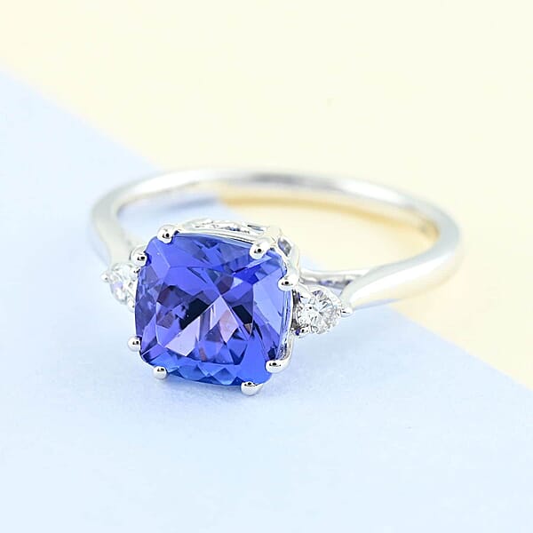 Shop Lc Certified & Appraised Iliana AAA Tanzanite And G-H SI Diamond 2.40 Ctw Ring In 18K White Gold