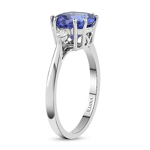 Shop Lc Certified & Appraised Iliana AAA Tanzanite And G-H SI Diamond 2.40 Ctw Ring In 18K White Gold