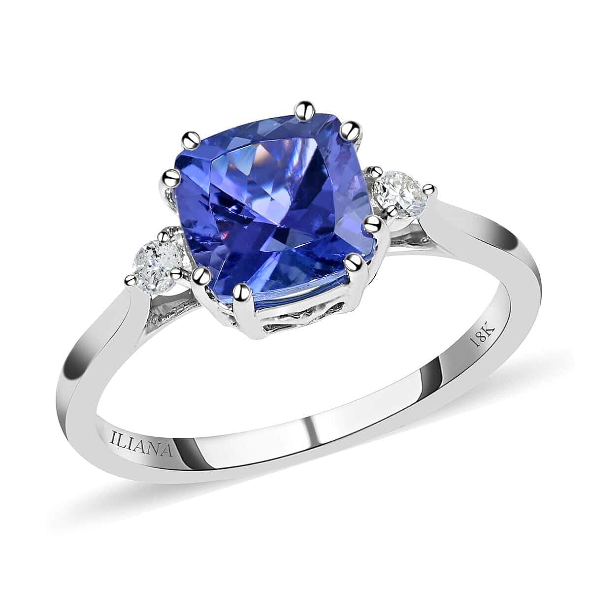 shop lc Certified & Appraised Iliana AAA Tanzanite and G-H SI Diamond 2.40 ctw Ring in 18K White Gold
