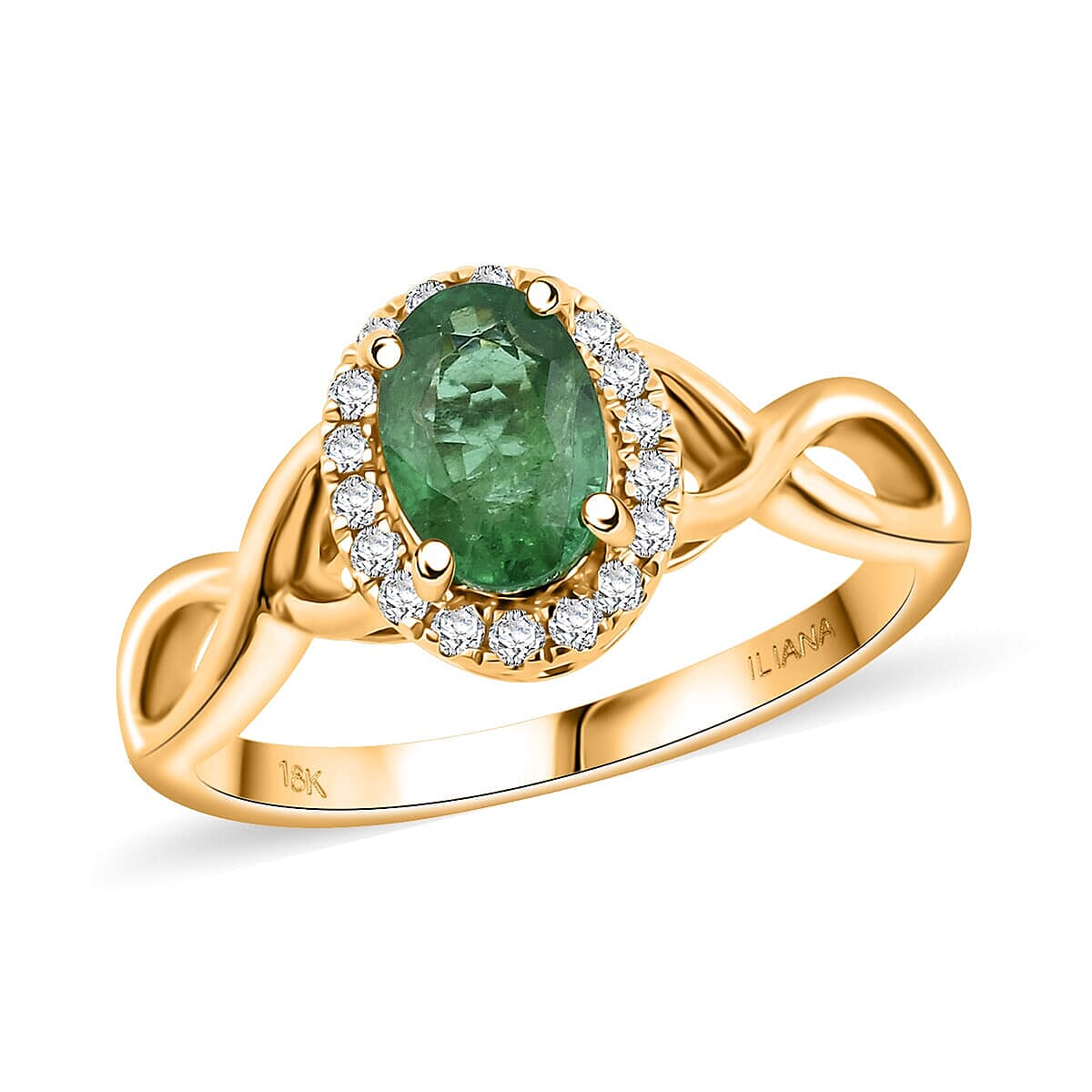 shop lc Certified & Appraised Iliana AAAA Kagem Zambian Emerald and SI Diamond 1.00 ctw Ring in 18K Yellow Gold