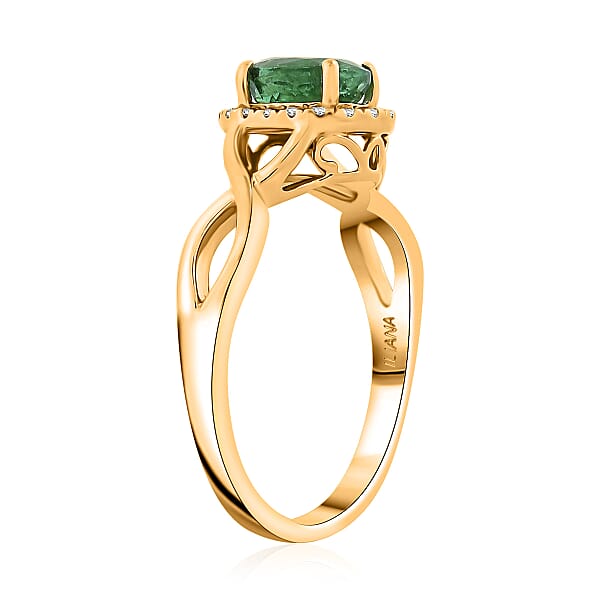 Shop Lc Certified & Appraised Iliana AAAA Kagem Zambian Emerald And SI Diamond 1.00 Ctw Ring In 18K Yellow Gold