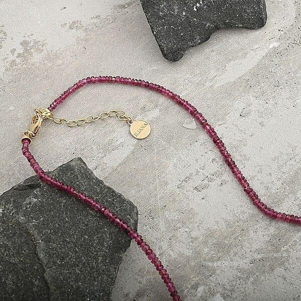 Shop Lc Certified & Appraised Iliana AAAA Ouro Fino Rubellite 53.00 Ctw Beaded Graduated Necklace In 18K Yellow Gold 18-20 Inches