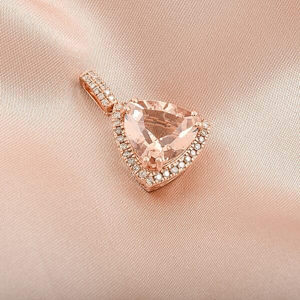 Shop Lc Certified & Appraised Luxoro 10K Rose Gold AAA Marropino Morganite Diamond (G-H I2) (0.36 Cts) Pendant Without Chain 5.05 Ctw