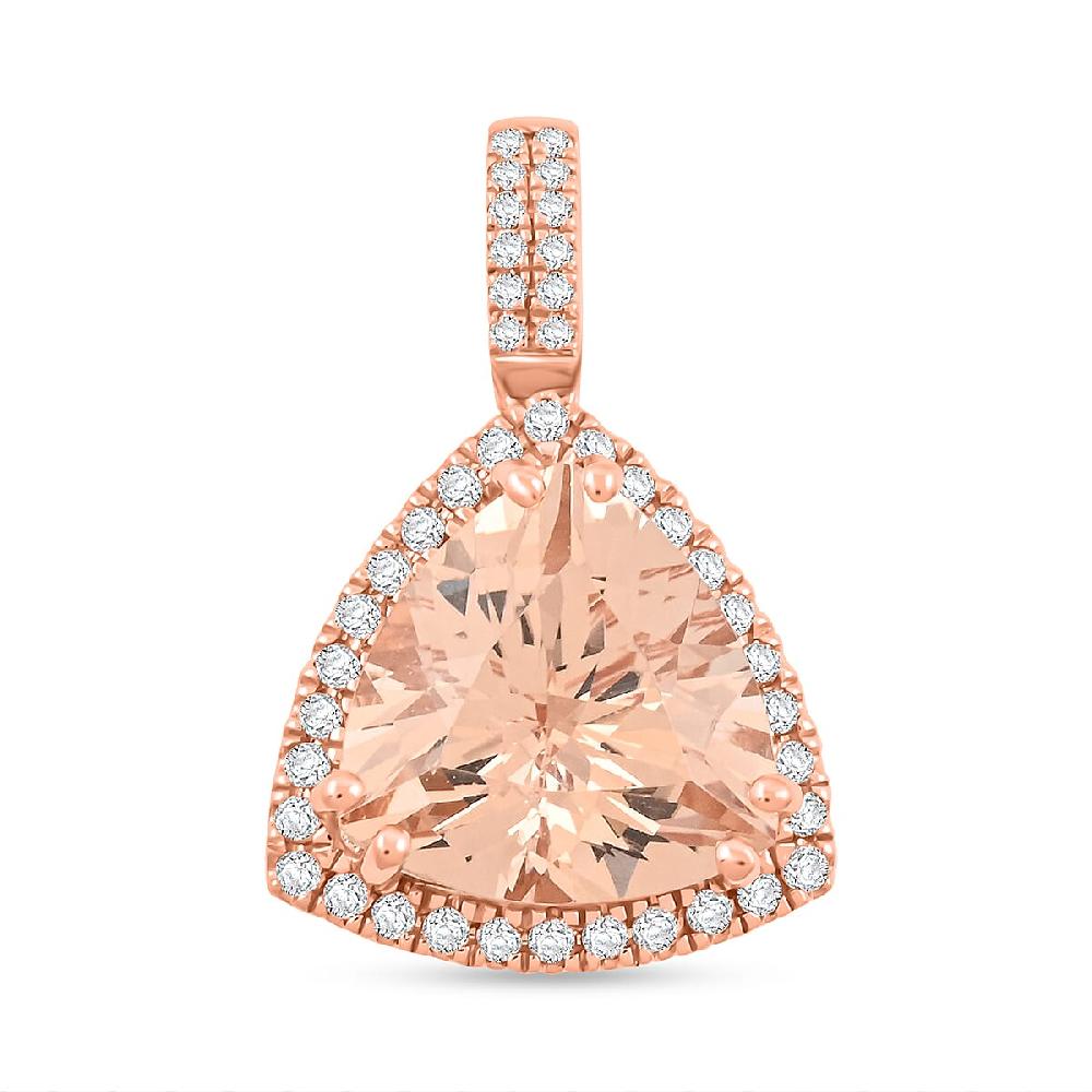 shop lc Certified & Appraised Luxoro 10K Rose Gold AAA Marropino Morganite Diamond (G-H I2) (0.36 cts) Pendant without Chain 5.05 ctw
