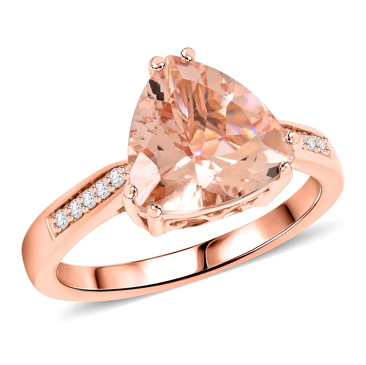 shop lc Certified & Appraised Luxoro 10K Rose Gold AAA Marropino Morganite Diamond (G-H I2) Ring 3.00 ctw