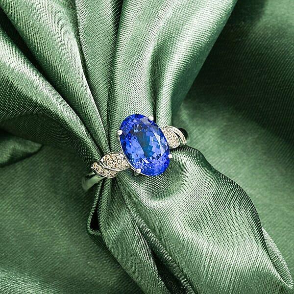Shop Lc Certified & Appraised Luxoro 10K White Gold AAA Tanzanite Diamond (I2) (0.18 Cts) Ring 4.00 Ctw