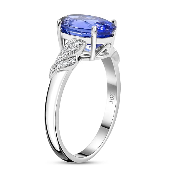 Shop Lc Certified & Appraised Luxoro 10K White Gold AAA Tanzanite Diamond (I2) (0.18 Cts) Ring 4.00 Ctw