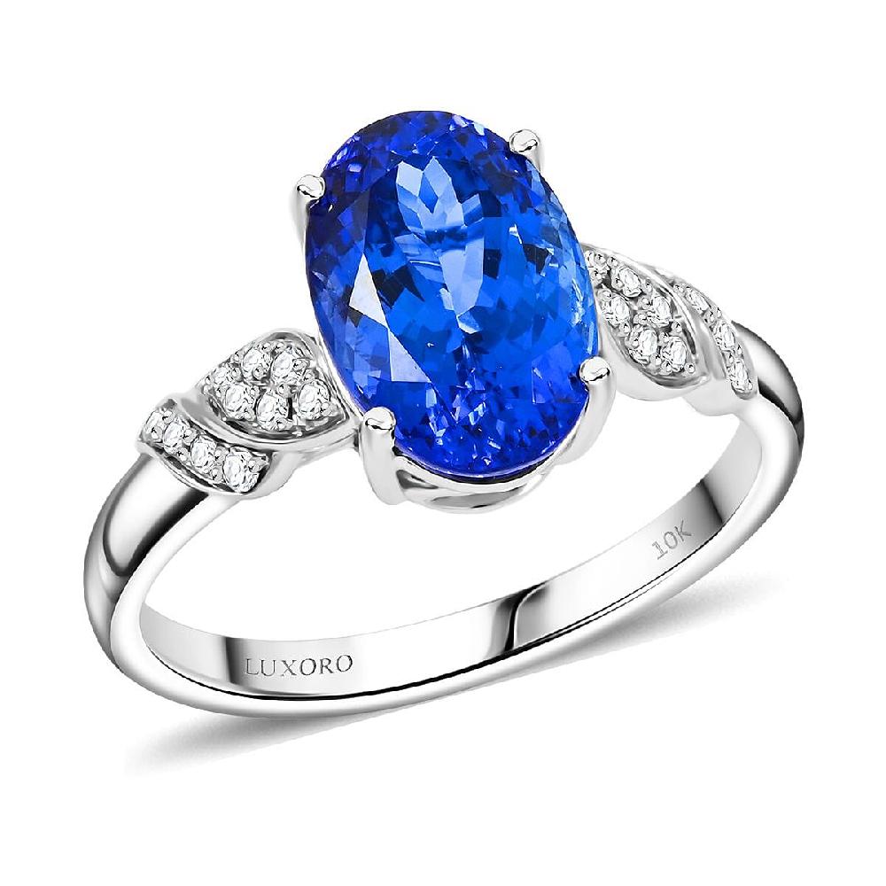 shop lc Certified & Appraised Luxoro 10K White Gold AAA Tanzanite Diamond (I2) (0.18 cts) Ring 4.00 ctw