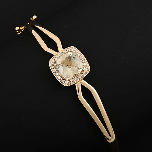 Shop Lc Certified & Appraised Luxoro 10K Yellow Gold AAA Asscher Cut Turkizite Diamond (G-H I2) (0.31 Cts) Bangle Bracelet (8.00 In) (10.50 G) 4.40 Ctw