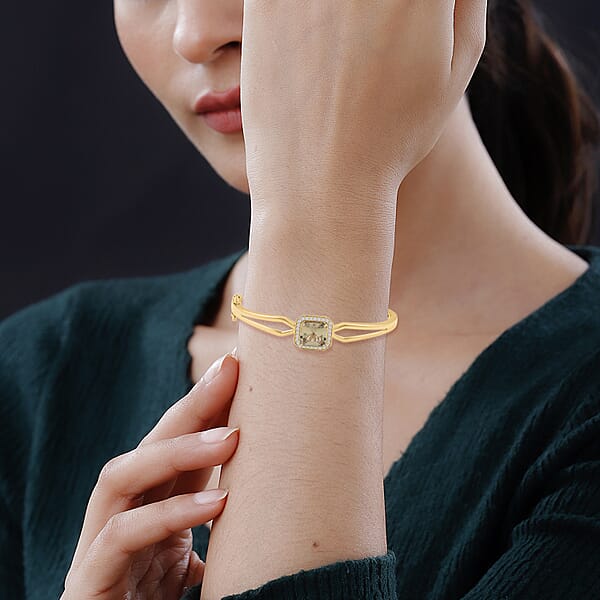 Shop Lc Certified & Appraised Luxoro 10K Yellow Gold AAA Asscher Cut Turkizite Diamond (G-H I2) (0.31 Cts) Bangle Bracelet (8.00 In) (10.50 G) 4.40 Ctw