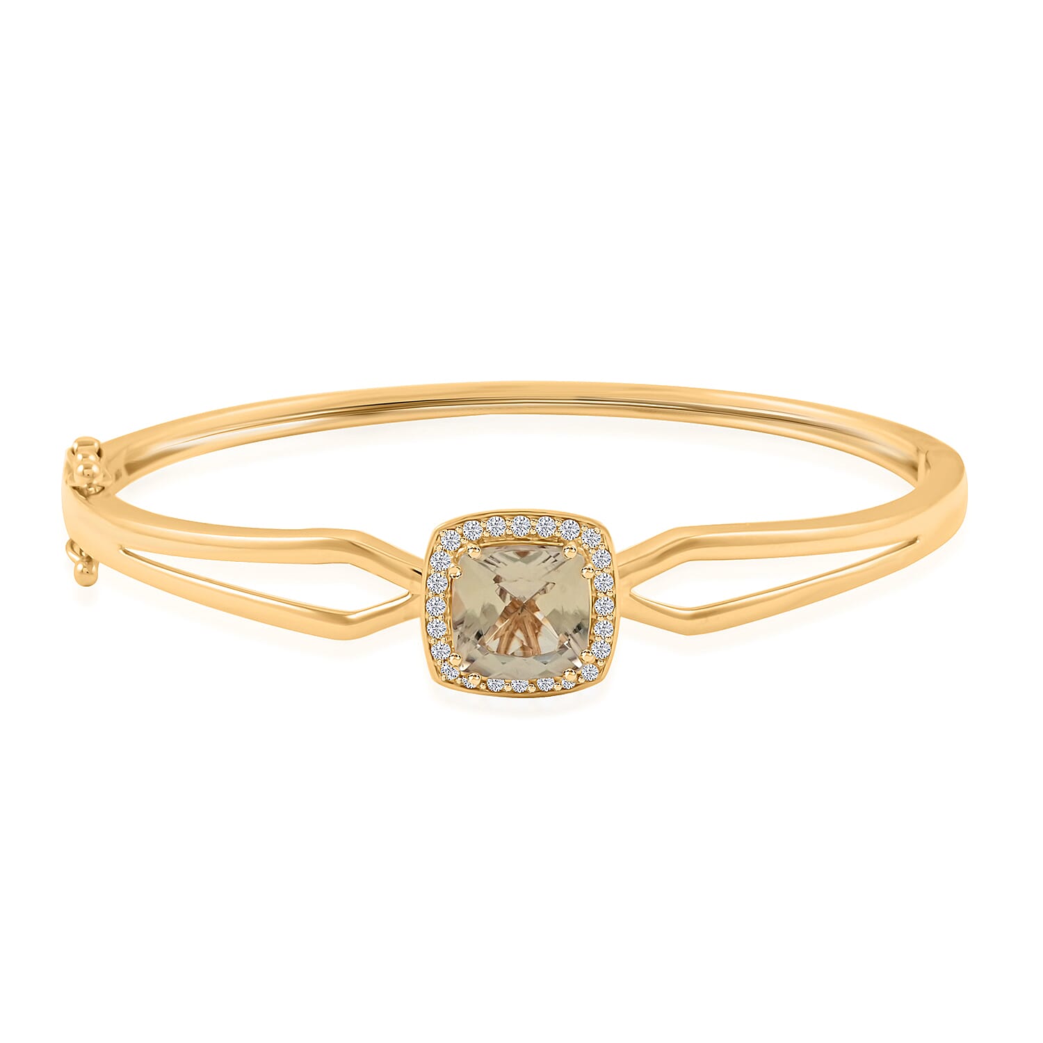 shop lc Certified & Appraised Luxoro 10K Yellow Gold AAA Asscher Cut Turkizite Diamond (G-H I2) (0.31 cts) Bangle Bracelet (8.00 In) (10.50 g) 4.40 ctw