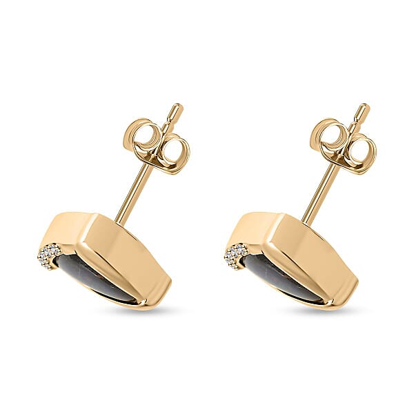 Shop Lc Certified & Appraised Luxoro 10K Yellow Gold AAA Canadian Ammolite And G-H I2 Diamond Earrings 0.10 Ctw