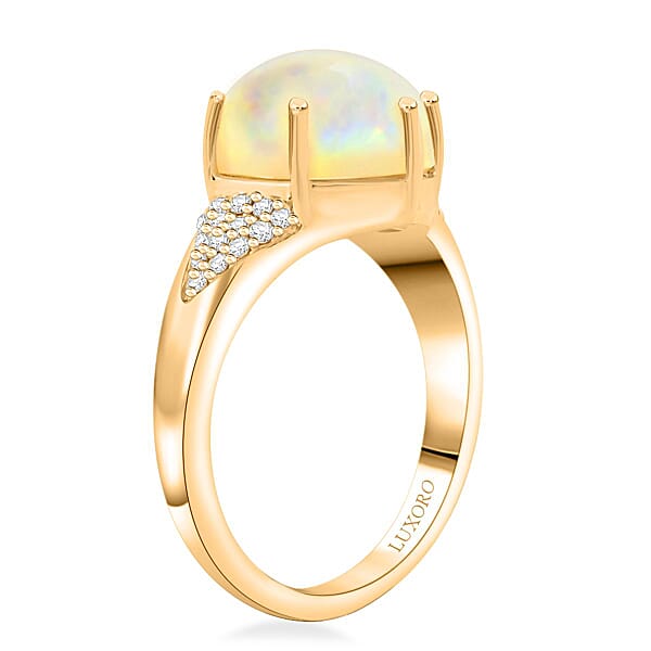 Shop Lc Certified & Appraised Luxoro 10K Yellow Gold AAA Ethiopian Welo Opal And G-H I2 Diamond Ring 2.80 Ctw