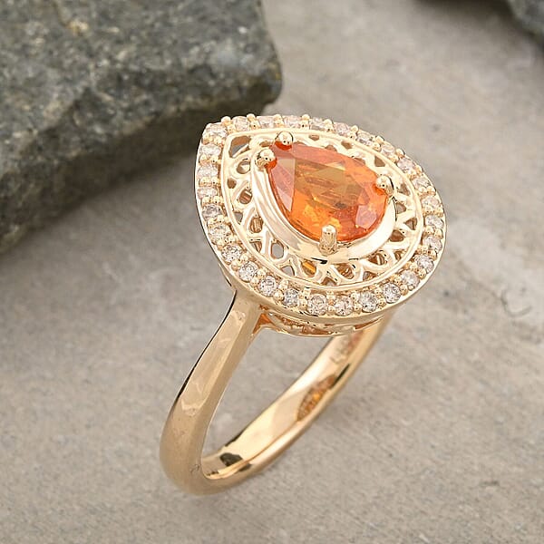 Shop Lc Certified & Appraised Luxoro 10K Yellow Gold AAA Fanta Garnet Diamond (G-H I2) (0.24 Cts) Ring (4.09 G) 1.60 Ctw