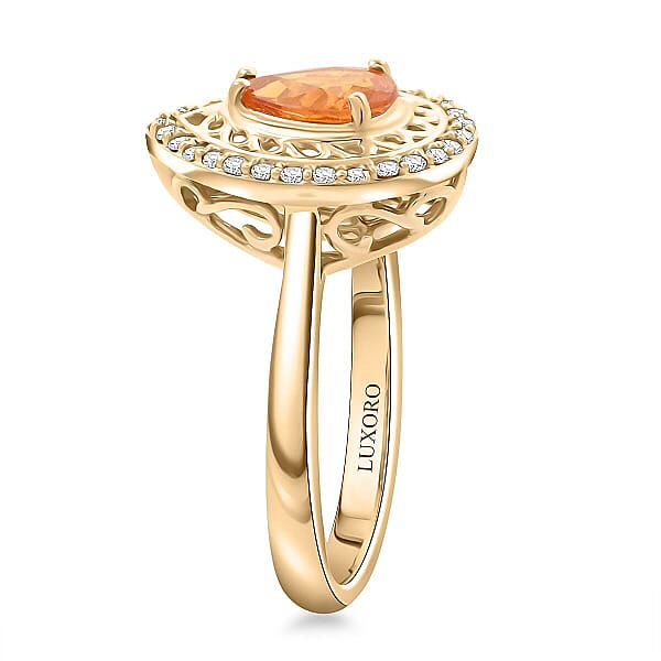 Shop Lc Certified & Appraised Luxoro 10K Yellow Gold AAA Fanta Garnet Diamond (G-H I2) (0.24 Cts) Ring (4.09 G) 1.60 Ctw