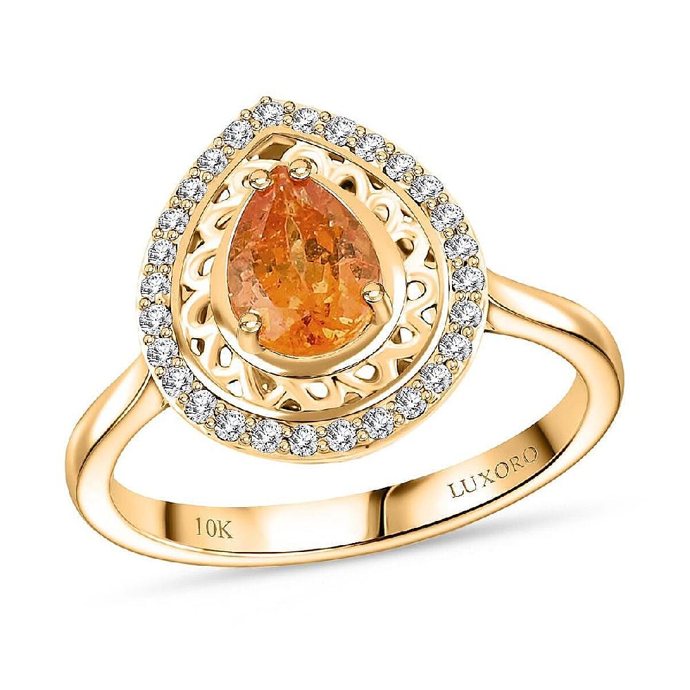 shop lc Certified & Appraised Luxoro 10K Yellow Gold AAA Fanta Garnet Diamond (G-H I2) (0.24 cts) Ring (4.09 g) 1.60 ctw