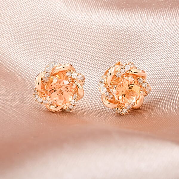 Shop Lc Certified & Appraised Luxoro 10K Yellow Gold AAA Imperial Topaz And I2 Diamond Earrings 1.35 Ctw