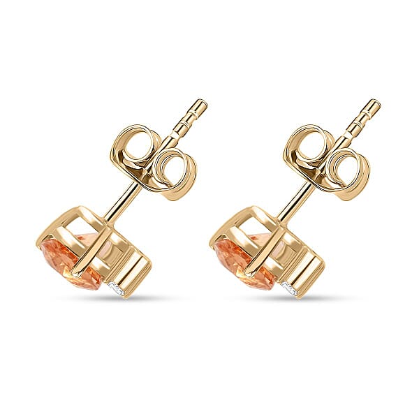 Shop Lc Certified & Appraised Luxoro 10K Yellow Gold AAA Imperial Topaz And I2 Diamond Earrings 1.20 Ctw