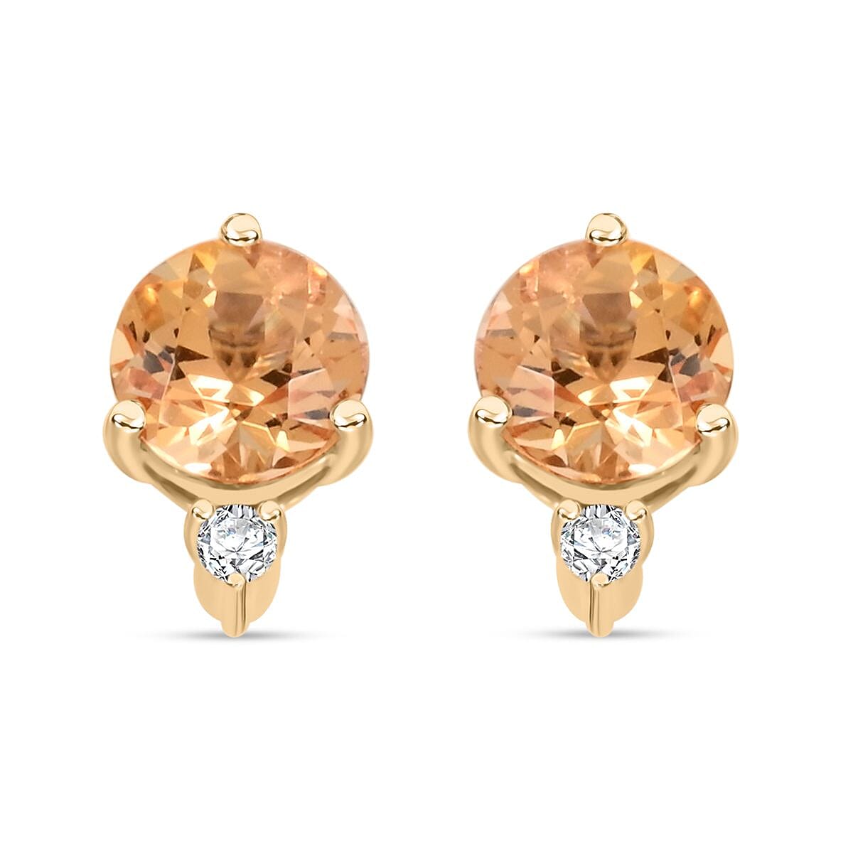 shop lc Certified & Appraised Luxoro 10K Yellow Gold AAA Imperial Topaz and I2 Diamond Earrings 1.20 ctw